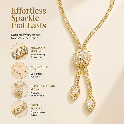 Elegant Flower Necklace Earrings Set