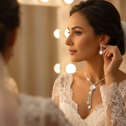 Elegant Flower Necklace Earrings Set